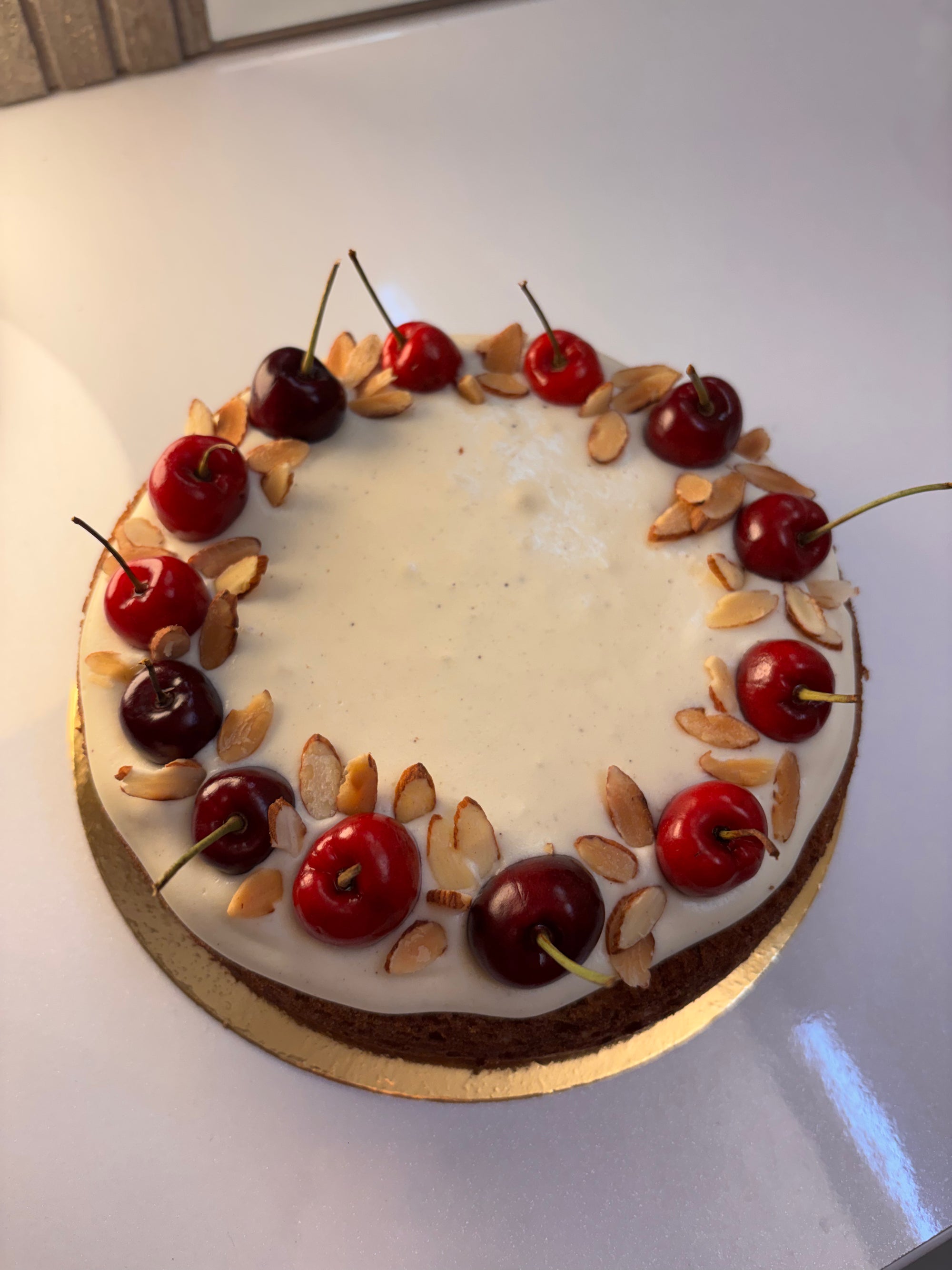 No sugar banana walnut cake with cherries