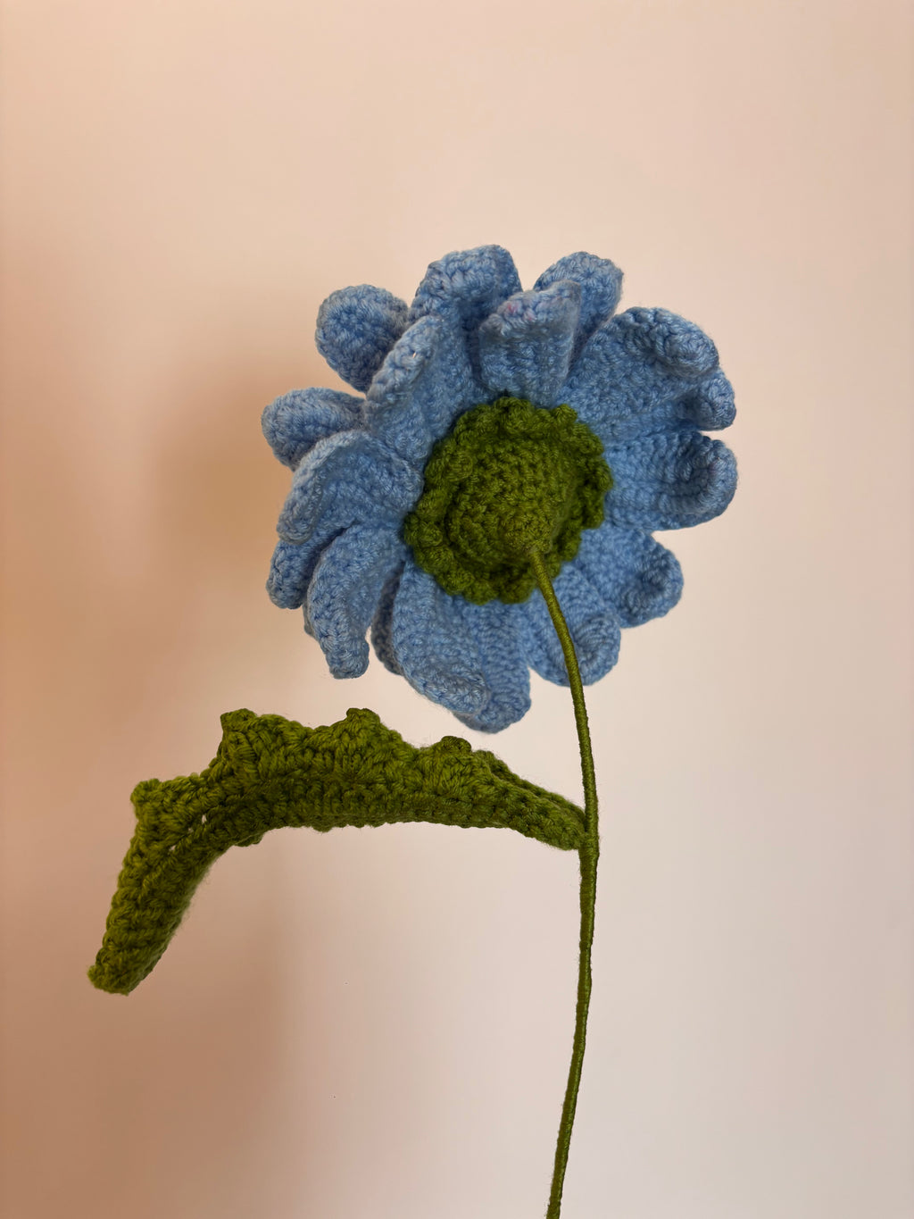 blue crochet gerbera flower