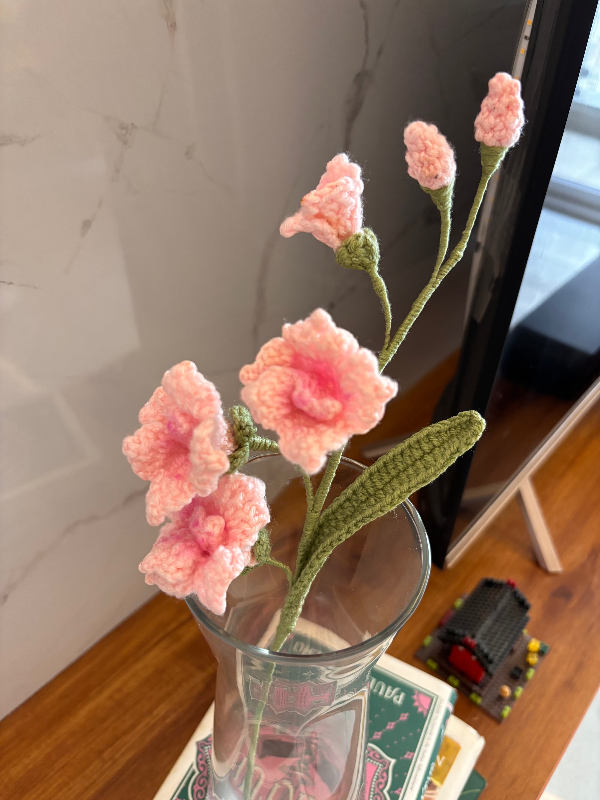 baby pink cherry blossom crochet stem