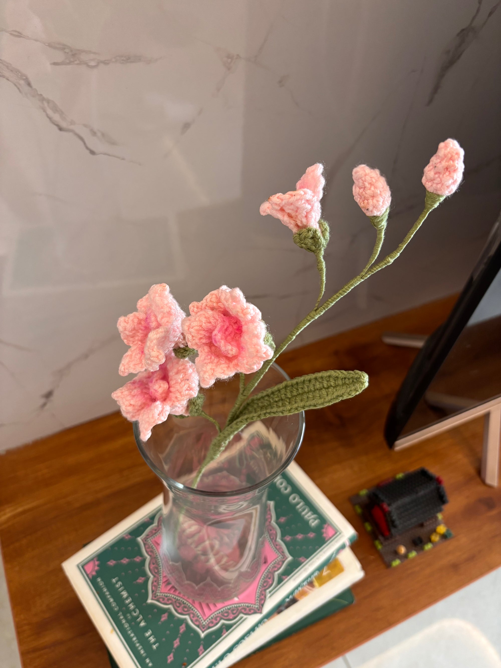 baby pink cherry blossom crochet stem