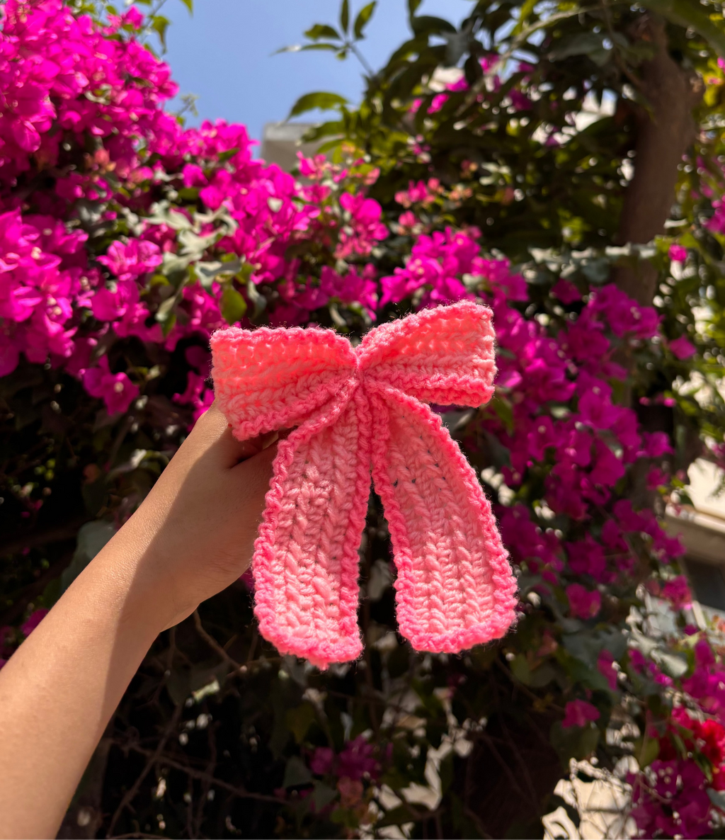 Pink soft crochet hair tie
