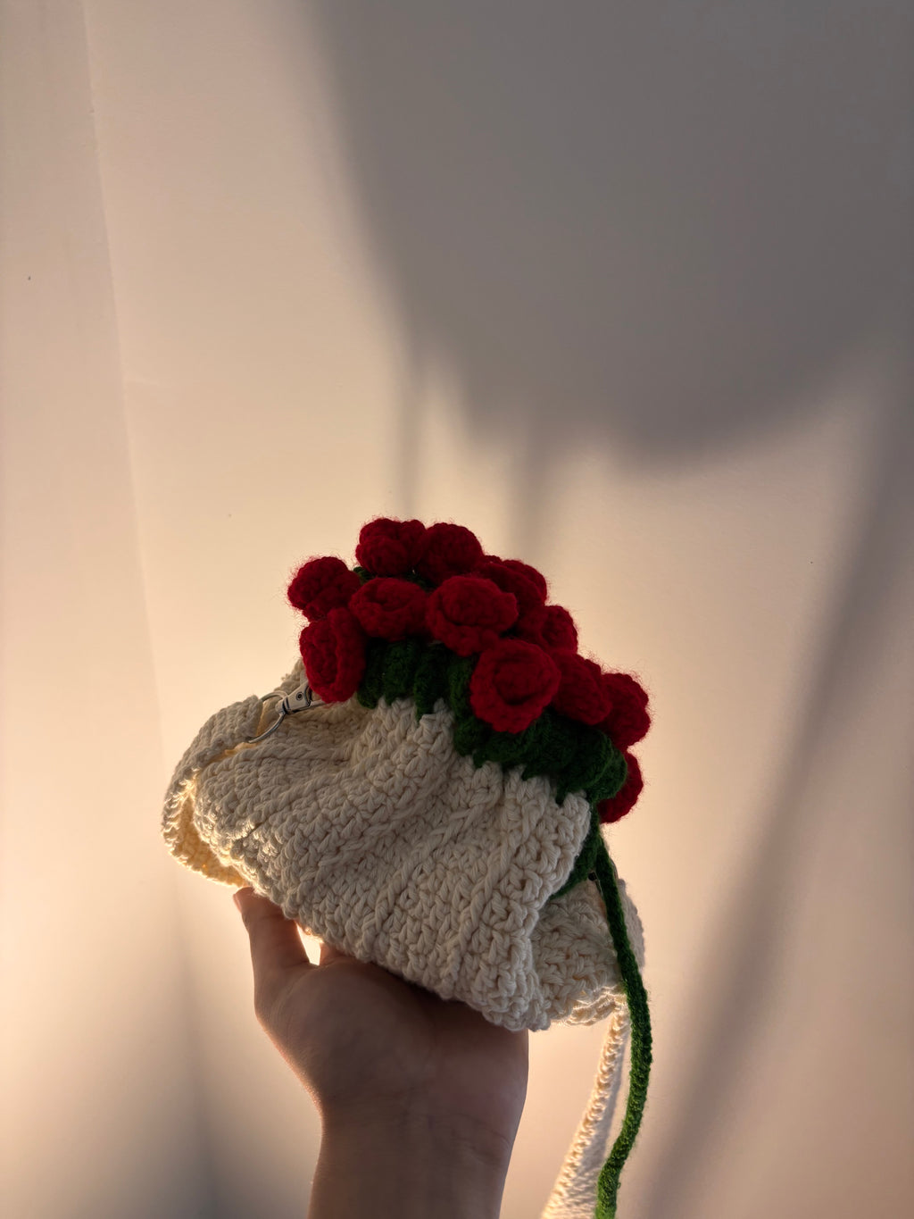 rose crochet potli bag