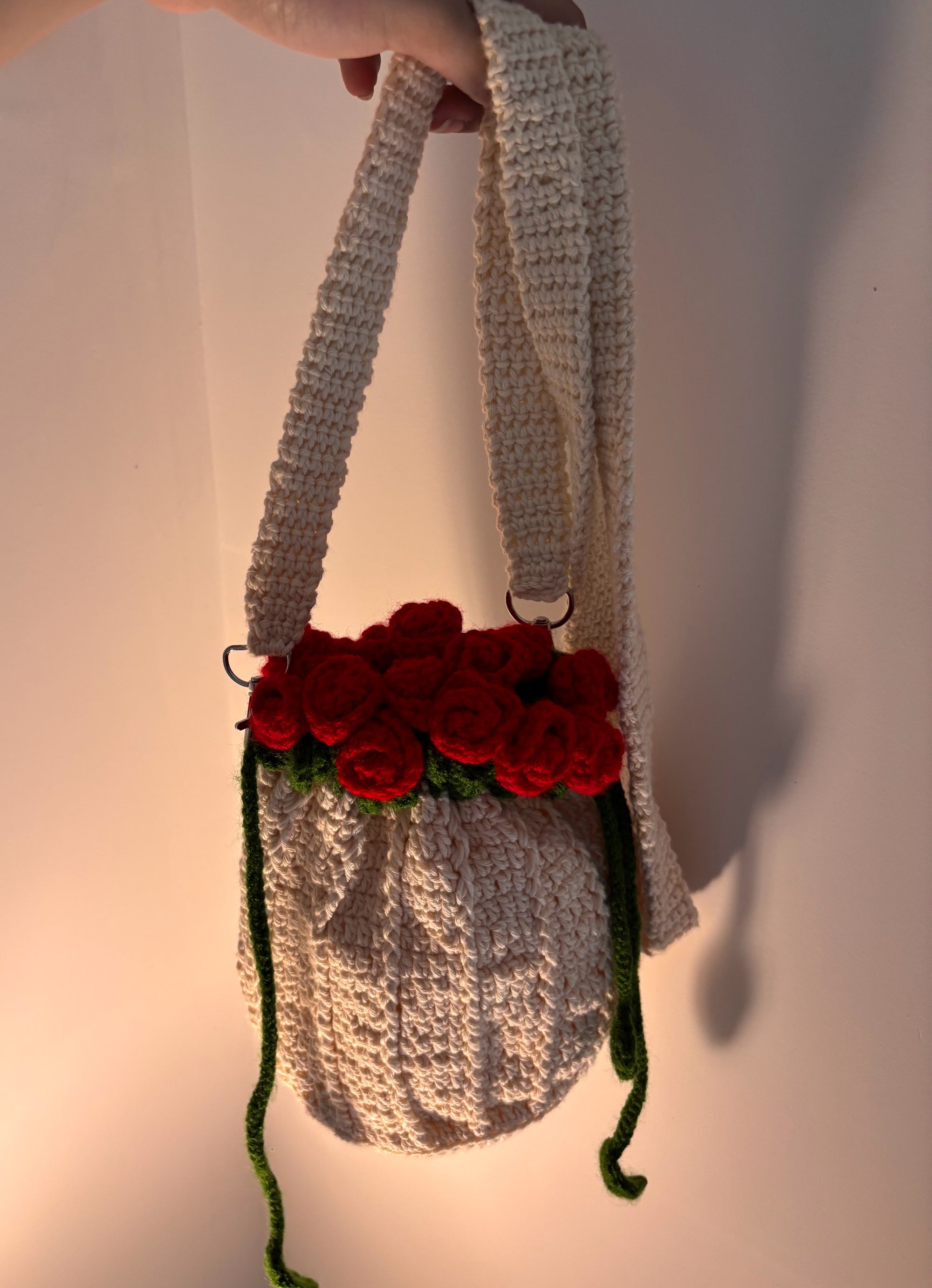rose crochet potli bag